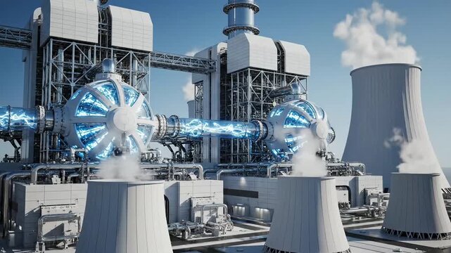 Advanced Nuclear Power Plant Generating Clean Energy with Cooling Towers.