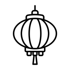 Traditional Chinese Lantern Icon Isolated on White Background Simple Outline Style