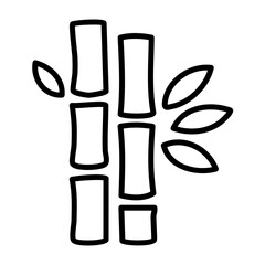 Simple Bamboo Stalk Icon Outline Graphic Isolated On White Background