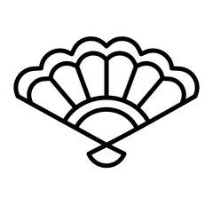 Traditional Black Outline Japanese Fan Icon on White Background Minimalist Asian Graphic