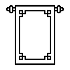 Traditional Scroll Banner With Ornate Border And Decorative Finials