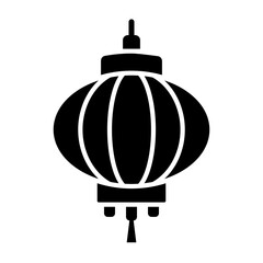 Traditional Asian Lantern Silhouette Isolated On White Background Chinese New Year Decoration