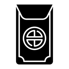 Black Icon of a Traditional Red Envelope with a Circular Design Isolated on White Background