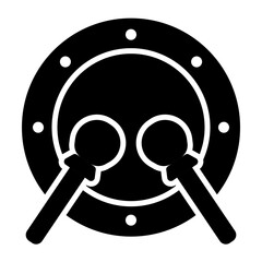 Simple Black And White Drum Icon With Drumsticks For Lunar New Year Celebrations