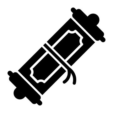 Ancient Scroll Document Icon Black Silhouette Isolated On White Background