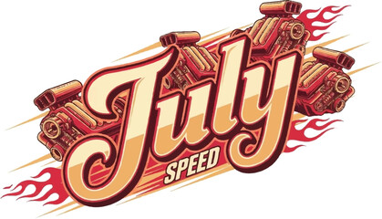 Racing tires and flames embodying speed and energy in a dynamic illustration © Satya