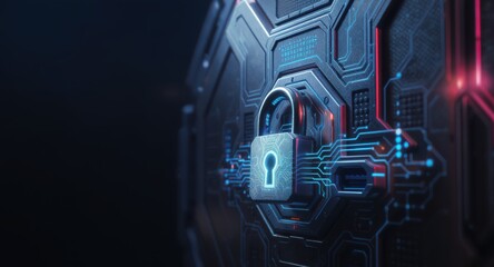 cybersecurity awareness campaign concept. Digital lock symbolizing cybersecurity and data protection.