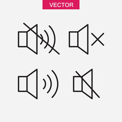Speaker Mute Icon Vector on White Background, Sound Off Speaker Symbol Vector Illustration..eps