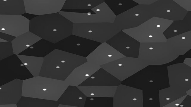 Abstract grayscale image of a cellular structure with white dots scattered throughout.