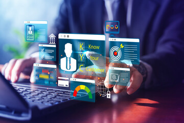 KYC Identity Verification and Compliance Dashboard on Laptop for Digital Banking