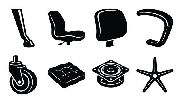Vector illustration of office chair parts. Components needed for chair assembly.