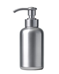 Obraz premium A sleek, modern metal pump bottle ideal for a variety of liquid products, enhancing any bathroom or kitchen aesthetic.