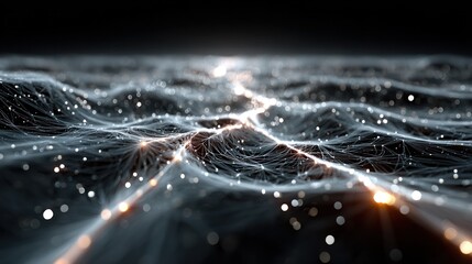 Abstract Digital Network Visualization with Glowing Nodes and Interconnected Lines