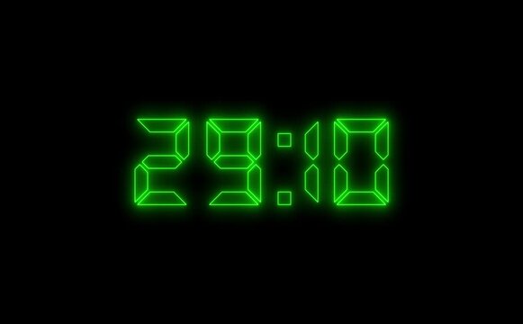 30 minutes countdown animation. Countdown timer number animation. Minutes countdown on white background.