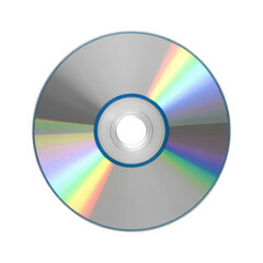 Shiny silver cd with rainbow reflections isolated on a transparent background