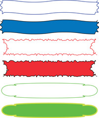 Collection of colorful ribbon banners with textured edges vector