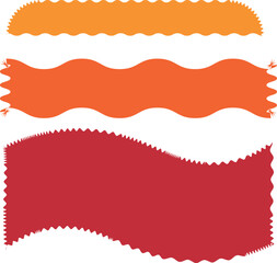 Decorative wavy border elements orange red and yellow shapes vector