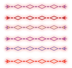 Decorative geometric borders in pink and red hues vector