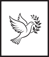 Obraz premium Flying Dove with Olive Branch Illustration