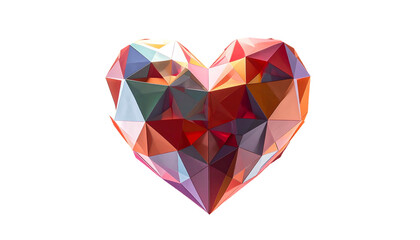 Colorful Low Poly Heart Shape Illustration.