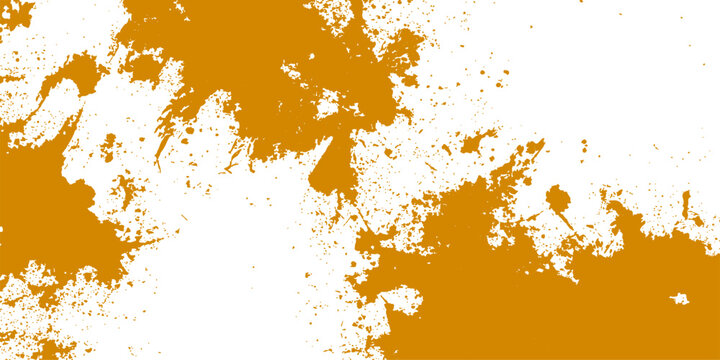 Abstract orange grunge background featuring an artistic vector illustration of autumn nature with watercolor ink splashes, paint splatters, and a textured tree design element on a dirty spray backdrop