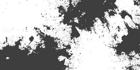 An abstract grunge background featuring black ink splat patterns and a spray texture creates a dirty vector illustration design with a splatter border and artistic paint stains on paper