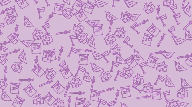 Lavender background filled with colorful flags and banners, perfect for celebrations, parties, festivals, or event promotions. Ideal for advertising and marketing materials.
