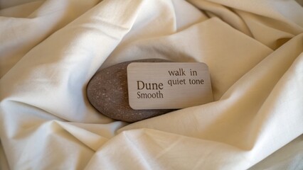 Peaceful Stone with Dune Quiet Tone on Soft White Fabric for Calming Home Decor and Relaxation Ambiance