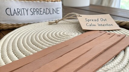 Natural Home Decor with Calming Intentions and Earthy Tones on Woven Surface for Mindfulness and Relaxation