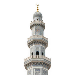 Intricate mosque minaret isolated on transparent background