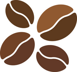 Obraz premium Coffee Beans Arrangement Illustration, Four Brown Seeds, Simple Vector Graphic, Cafe Concept