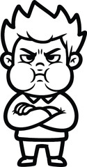 Fototapeta premium Angry Cartoon Character with Arms Crossed.