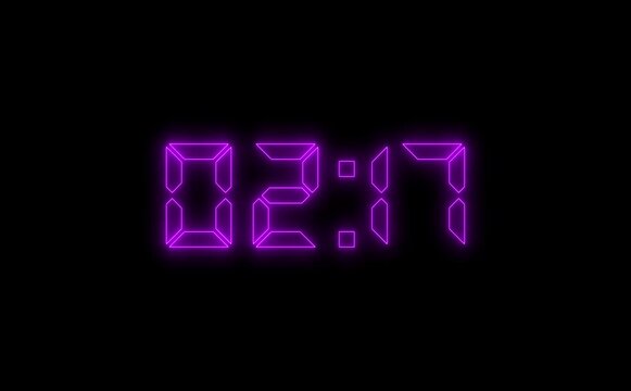 Countdown 2 minute 30s animation from 150 to 0 seconds, Glowing 150 second countdown Animation