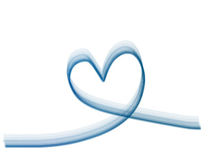 Abstract blue line art heart symbol on white background.