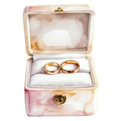 Lenormand Ring Card &ndash; Wedding Rings in a Jewelry Case
（ルノルマンカード「指輪」ケースに入った結婚指輪の水彩画）