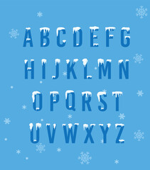 Set of alphabet with snow