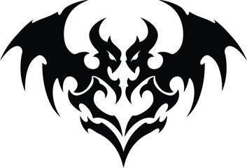 Black Bat Silhouette Tattoo Style Design.