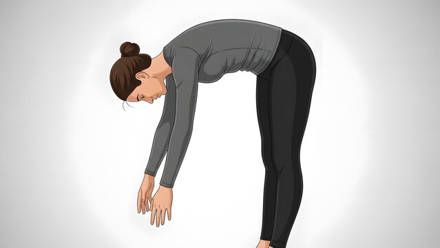 A woman bending over while performing a daily activity