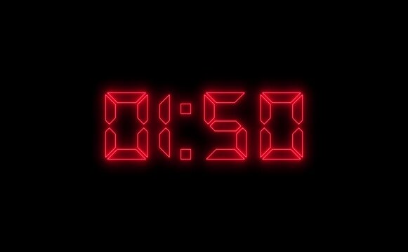 Animation of glowing neon icon ,2 minute countdown timer .2 minute stopwatch , analog icon animation .Dynamic 2 Minute Countdown Animation Engaging Timer Visuals for Events