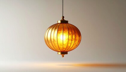 Obraz premium Hanging Paper Lantern with Warm Glow.