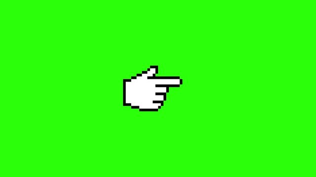 pixel cursor pointing on green screen animation