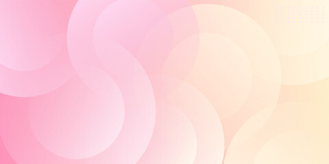 Obraz premium Minimalist banner background, pastel colorful, pink and yellow gradations. Circle effect style geometric, abstract background. Eps 10.