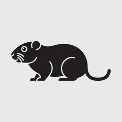 Obraz premium Illustrated Black Rat Silhouette Isolated on White Background