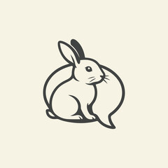 Obraz premium Rabbit chat logo design concept