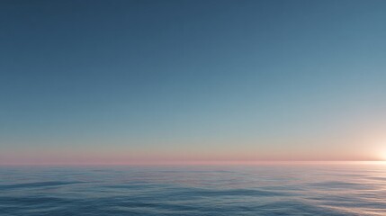 Obraz premium Serene Sunset Over Calm Ocean Water with Clear Sky Horizon View