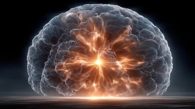 Abstract digital rendering of illuminated brain concept illustration