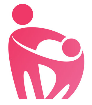 Child protection logo with adult and child figures, orphan and foster care nonprofit brand identity symbol