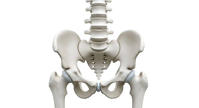 Anatomical view of the human pelvis and lumbar spine