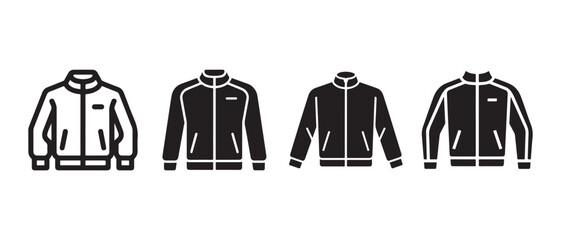Tracksuit Jackets Collection, Icon and Silhouette, Isolated on White Background. © CreatetiveDesignX