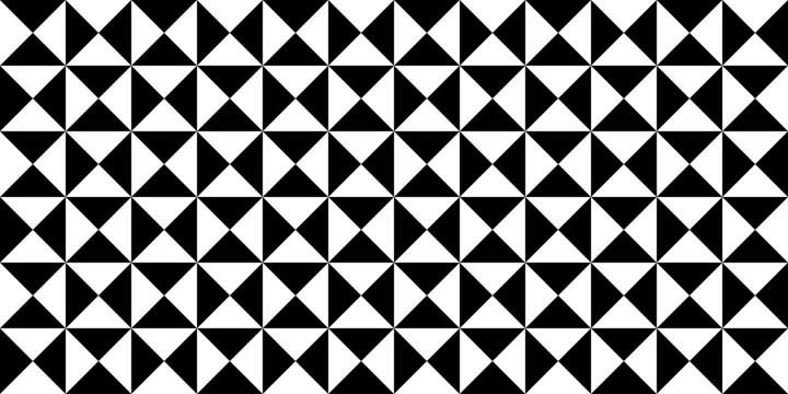 black and white triangles mosaic seamless pattern, monochrome geometric shapes background